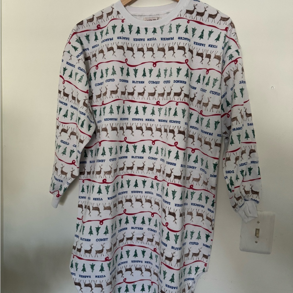 Festive Pajamas with Reindeer and Tree Print